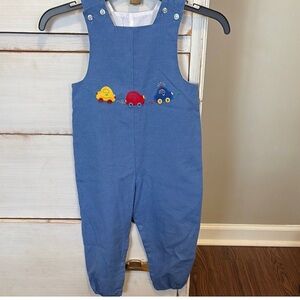 Charming Blue Kids Overalls with Car Design by The Bailey Boys